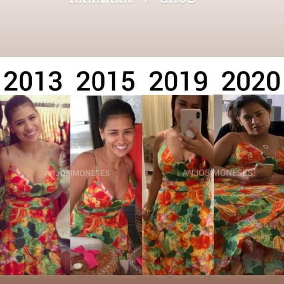 Simone exibe fotos usando o mesmo vestido em anos diferentes