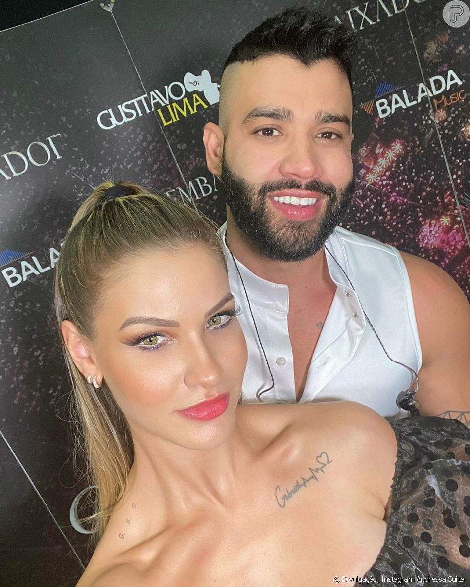 Andressa Suita sempre acompanha Gusttavo Lima nas lives, mas desta vez  ficou em casa com os filhos - Purepeople