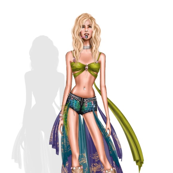 Croqui do look usado por Bruna Marquezine no MTV Miaw