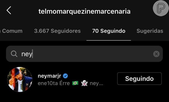 Pai de Bruna Marquezine segue Neymar no Instagram