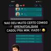 Caio Castro mostra print do Whatsapp com Grazi Massafera e revela nome salvo: 'Ela'