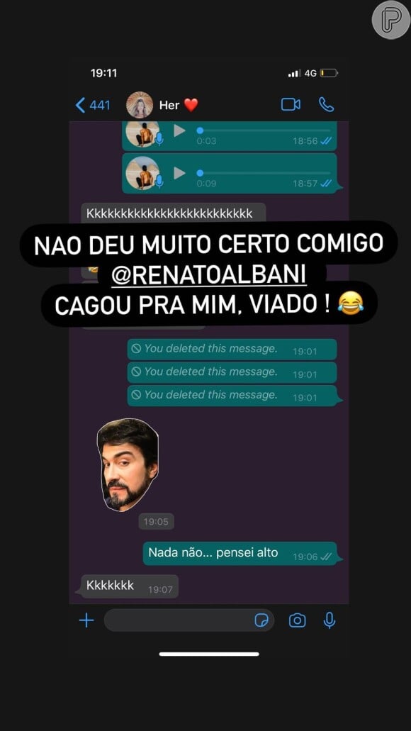 Caio Castro mostra print do Whatsapp com Grazi Massafera e revela nome salvo: 'Ela'