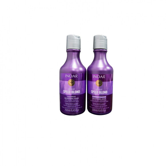 O kit com shampoo e condicionador da Inoar cuida dos cabelos loiros