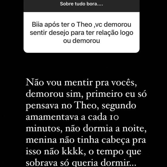 Mulher de Sorocaba, Biah Rodrigues admitiu que libido demorou a voltar no pós-parto