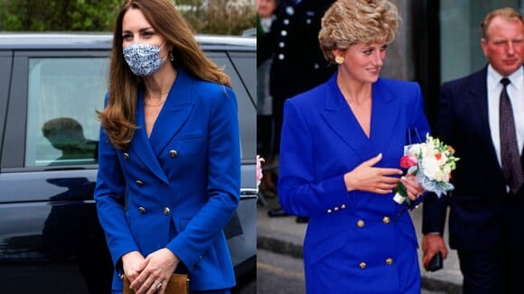 À la Diana! Kate Middleton 'recria' look azul usado pela sogra, Lady Di, há 29 anos. Fotos!