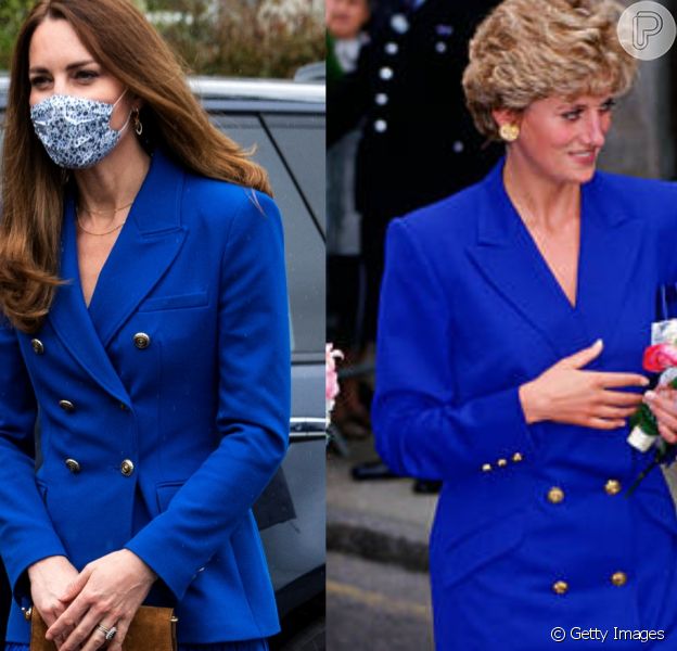 Kate Middleton 'recria' look azul usado pela sogra, Princesa Diana, há 29 anos. Fotos!