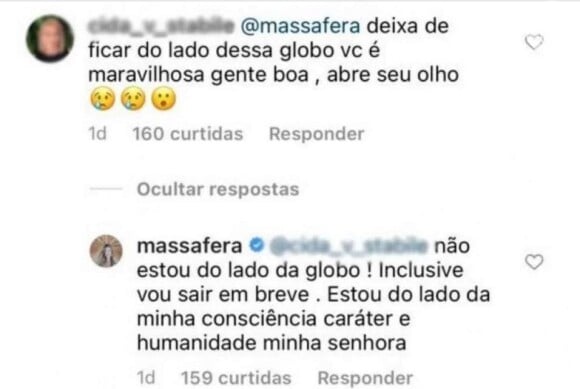 Grazi Massafera responde internauta e aponta saída da Globo