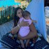 Simone levou a filha, Zaya, de 5 meses, para o parque aquático em Fortaleza