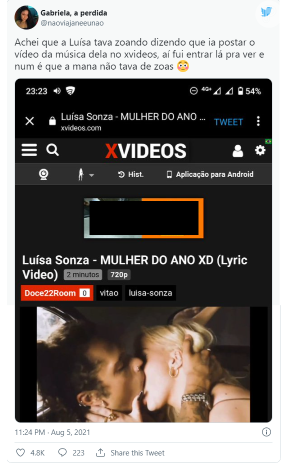 Internautas verificaram que Luísa Sonza de fato postou lyric vídeo em site de sexo