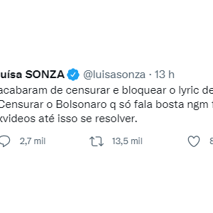 Luísa Sonza se irrita com censura no YouTube e posta lyric vídeo em site de sexo