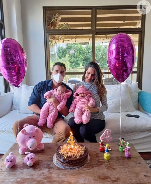 Marcella Fogaça e Joaquim Lopes são pais de Pietra e Sophia, de 4 meses