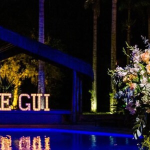 Decoração do casamento de Viviane Araújo e Guilherme Militão teve letreiro com apelido dos noivos