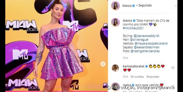 Maisa Silva elogia look de Bianca Rosa com vestido já usado por ela