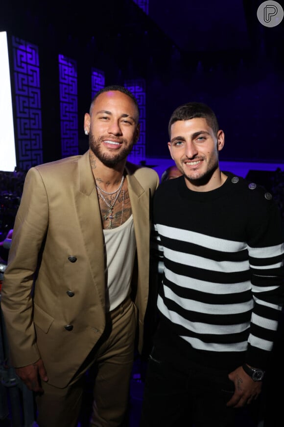 Neymar encontrou o jogador Marco Verratti, seu colega no Paris Saint-Germain