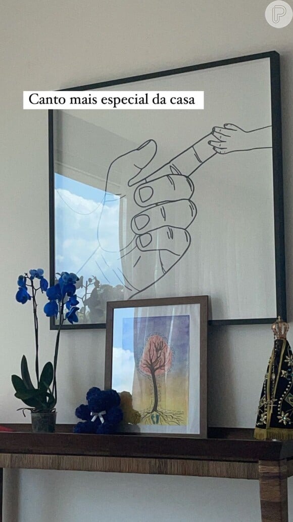 Maria Lina mostra quadro minimalista em homenagem ao filho, João Miguel