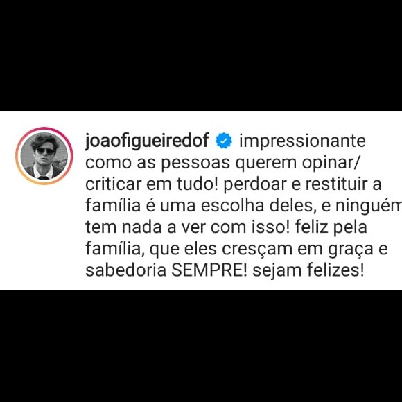 João Figueiredo, marido de Sasha, pede respeito às pessoas em relação a Pyong Lee e Sammy