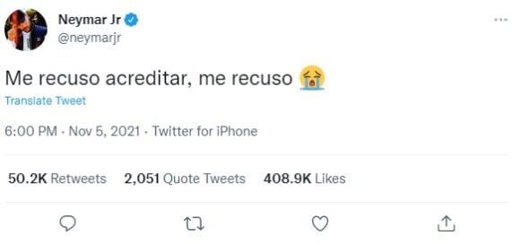 Neymar falou sobre a morte de Marília Mendonça no Twitter