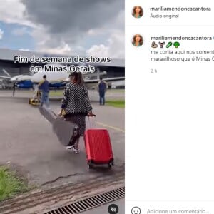 Marília Mendonça publicou um vídeo nas redes sociais antes de viajar