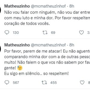 Matheuzinho revela que está sendo atacado nas redes sociais