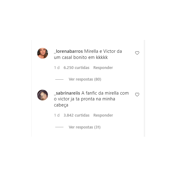 Mirella e Victor Igoh, noivo de Sthe, são shippados na web