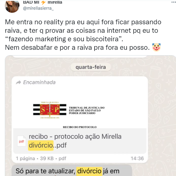 Documento do divórcio com Dynho Alves é exposto por Mirella