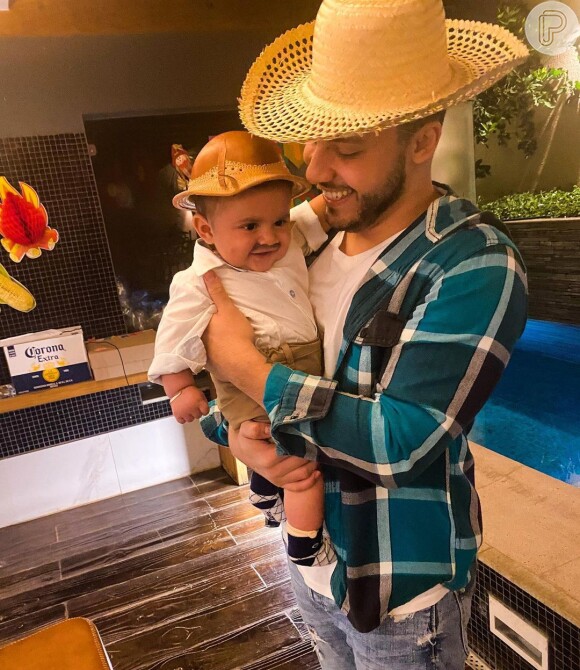 Murilo Huff e Leo, filho do cantor com Marília Mendonça, emocionam internautas em foto: 'Transmite amor e proteção'