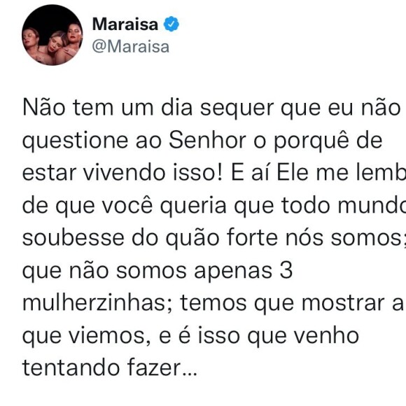 Maraisa se mostra inconformada com morte de Marília Mendonça