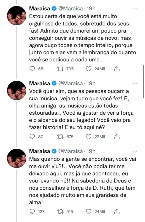 Maraisa fala do orgulho de Marília Mendonça com os amigos que continuam seguindo a vida pela cantora