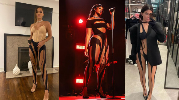 Calça legging com transparência ousada é febre entre famosas e atualiza trend da nudez fashion