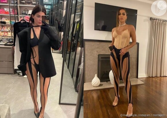 Looks de Kylie Jenner e Anitta com a calça com transparência polêmica da Mugler