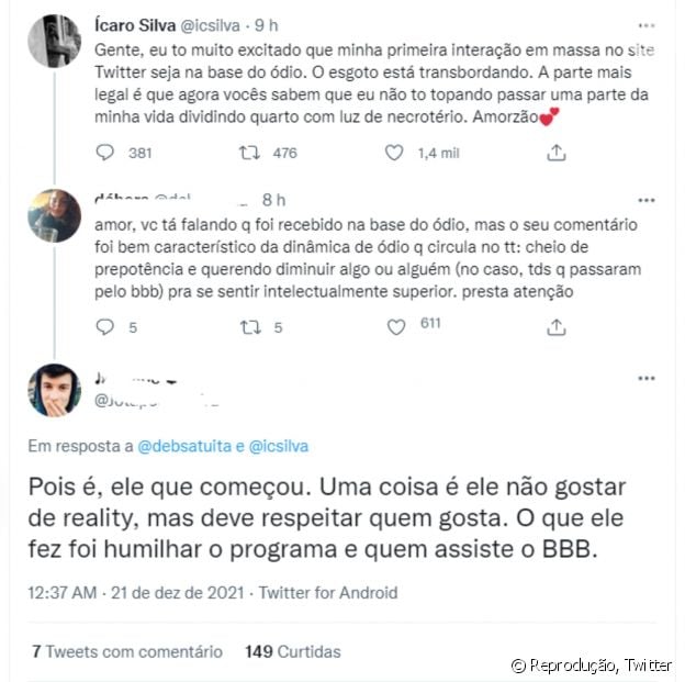 Ícaro Silva comentou a polêmica após atacar o 'BBB'