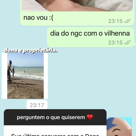 João Guilherme e Larissa Manoela: print completo da conversa