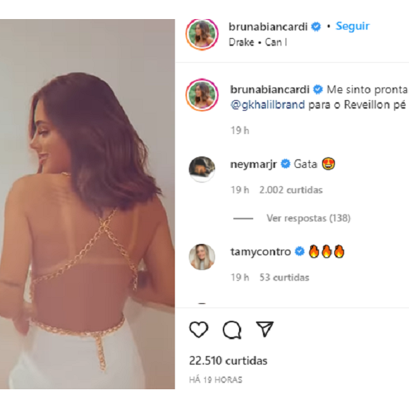 Neymar se declara para Bruna Biancardi em post na rede sociail de affair: 'Gata'