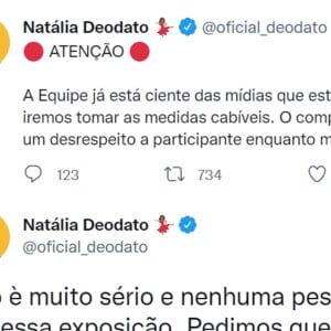 Equipe de Natália, do 'BBB 22', acionou o jurídico para tomar as medidas cabíveis contra os que estão compartilhando o vídeo íntimo da sister