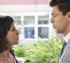 Lara (Andreia Horta) e Christian/Renato (Cauã Reymond) se beijam e são flagrados de novo por Bárbara (Alinne Moraes) na novela 'Um Lugar ao Sol' no capítulo de sábado, 19 de fevereiro de 2022