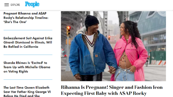 Rihanna e A$AP Rocky foram flagrados em Nova York e barriguinha da cantora ficou à mostra
