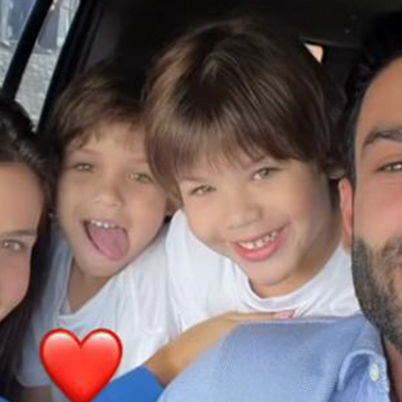 Gabriel e Samuel, filhos de Gusttavo Lima e Andressa Suita, tiveram o primeiro dia de aula!