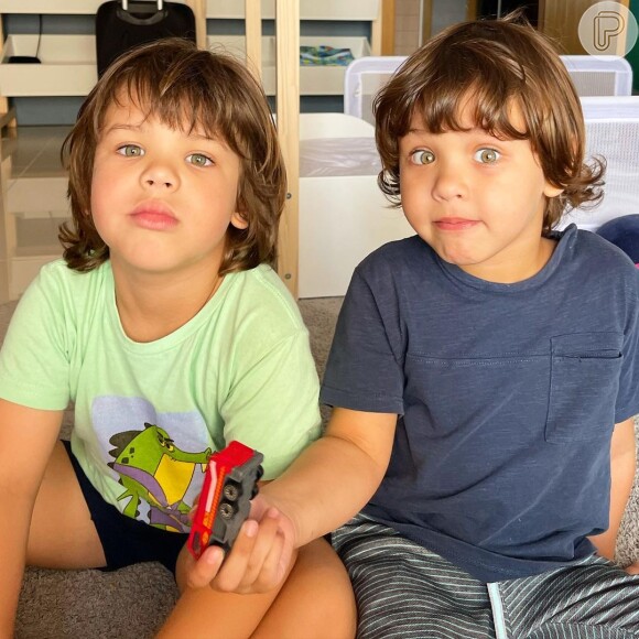 Gabriel e Samuel, filhos de Gusttavo Lima e Andressa Suita, têm, respectivamente, 4 e 3 anos
