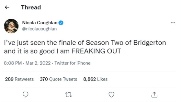 'Bridgerton': Nicola Coughlan disse que 'surtou' com o final da segunda temporada
