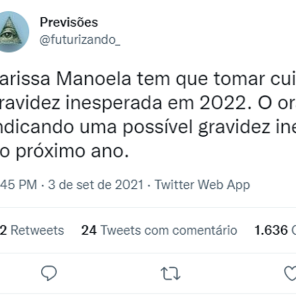 A previsão da suposta gravidez da Larissa Manoela foi feita em setembro de 2021, mas voltou a viralizar por conta de uma coincidência envolvendo João Guilherme