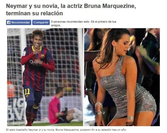 Bruna voltou a ser destaque na imprensa internacional por causa do término com Neymar