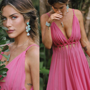 Vestido e detalhes do look para casamento na praia escolhido por Giovanna Ewbank