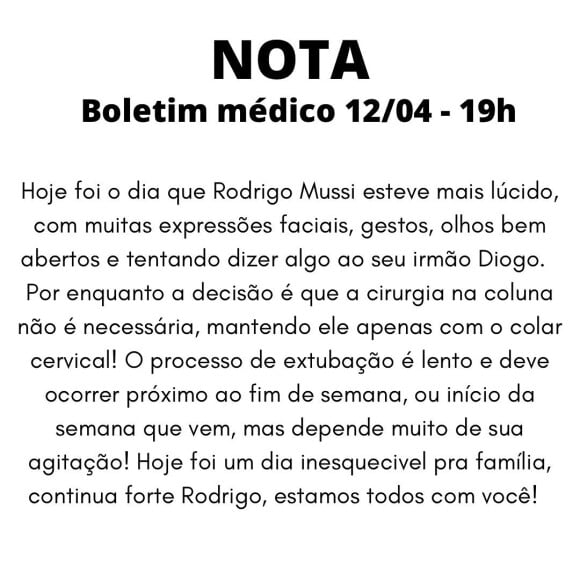 Boletim médico de Rodrigo Mussi aponta que ex-BBB esteve mais lúcido