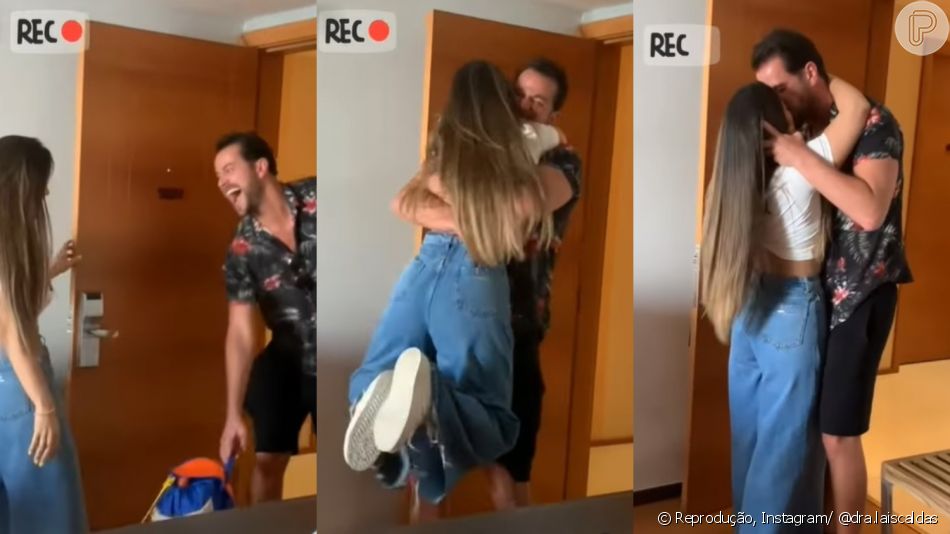 Laís Caldas mostra reencontro com Gustavo após o 'BBB 22'