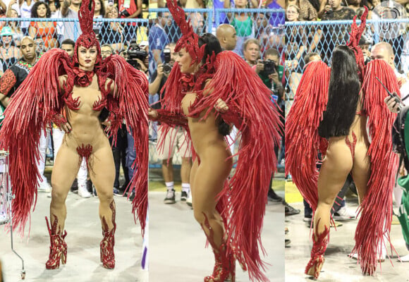 Fantasia de Paolla Oliveira: transparência e cor vermelha se combinaram no outfit de Carnaval da atriz