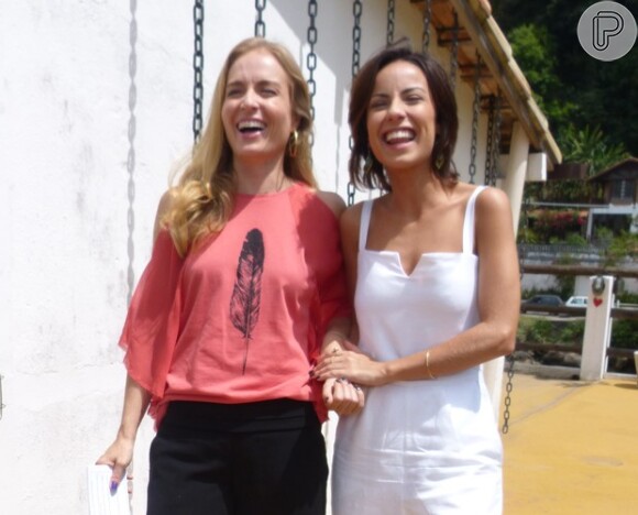 Angélica recebeu Andreia Horta na gravação do programa 'Estrelas'