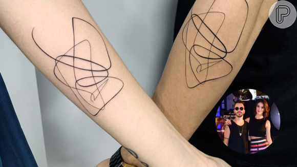 Junior Lima e Monica Benini tatuaram juntos um desenho feito pelo primeiro filho do casal