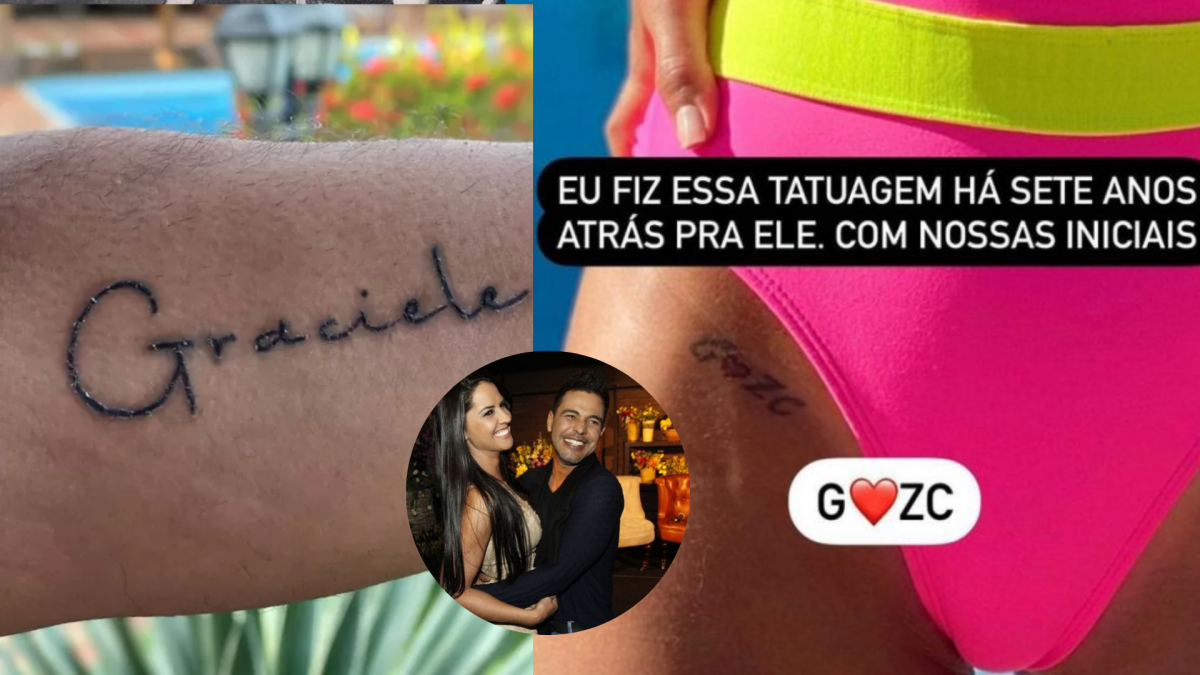 Foto: Graciele Lacerda tatuou as iniciais do casal na virilha, já Zezé Di  Camargo tatuou o nome da noiva - Purepeople