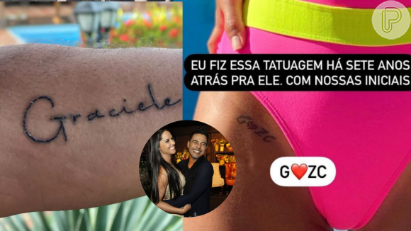 Graciele Lacerda tatuou as iniciais do casal na virilha, já Zezé Di Camargo tatuou o nome da noiva