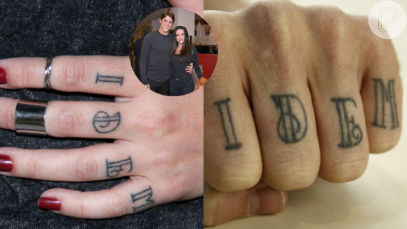 Cleo Pires e Romulo Arantes Neto tatuaram a palavra 'Idem' entre os dedos; com o término, ela apagou as últimas letras e manteve apenas ID